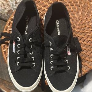 Superga Black Canvas Sneakers Classic Low-Top Style